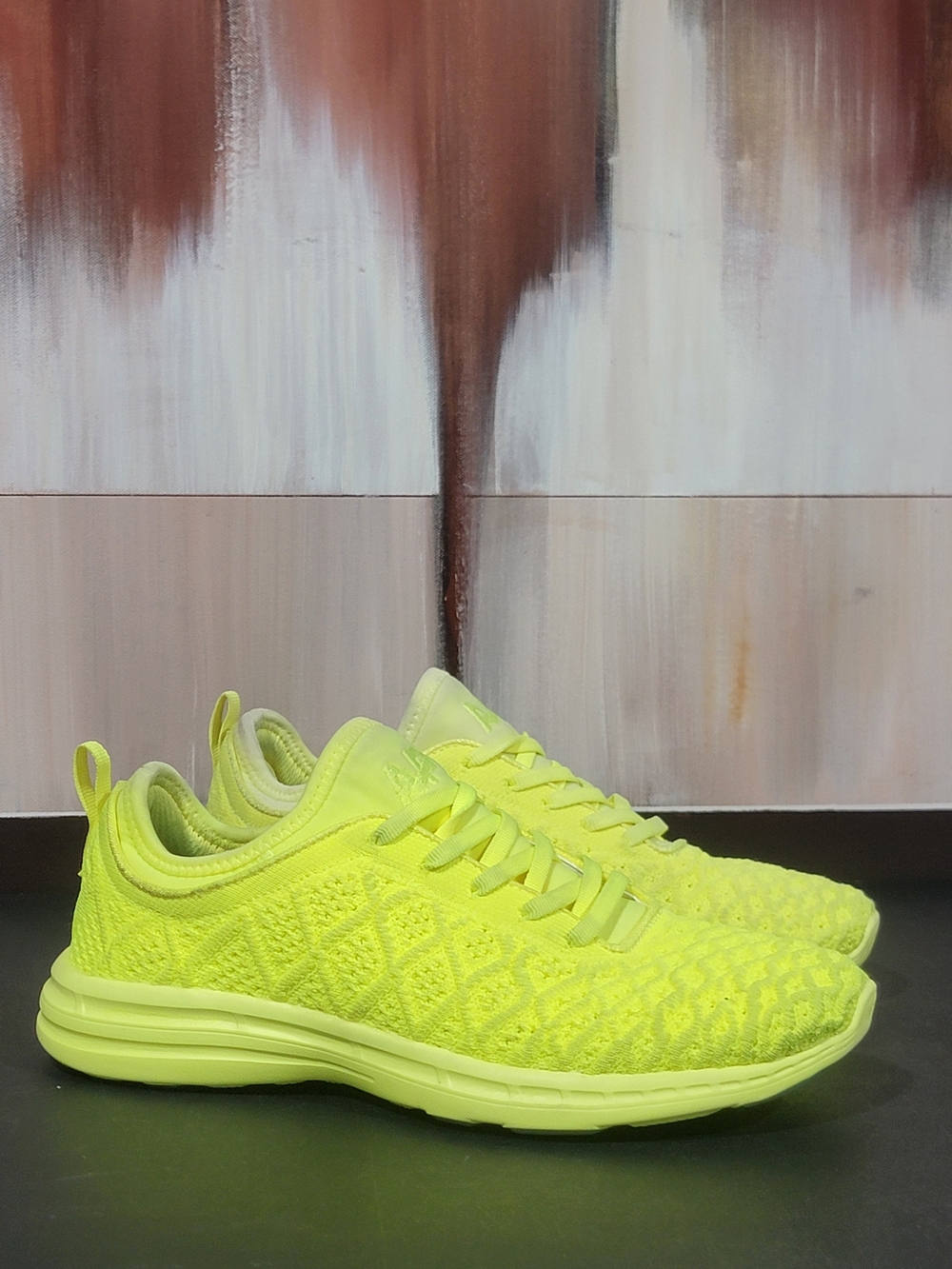 APL Women's Neon Yellow Knit Athletic Sneakers